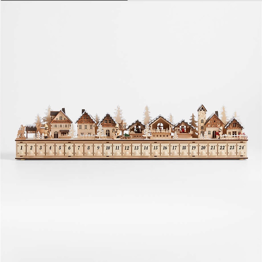 Crate&Barrel Wooden Advent Calendar with LED Lights